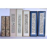 SEVEN 19TH CENTURY CHINESE SILKWORK SLEEVES in various forms and sizes. Largest 66 cm x 20 cm. (7)