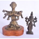 TWO 19TH CENTURY INDIAN HINDU BRONZE BUDDHIST FIGURES. Largest 13 cm high. (2)