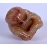 A 19TH CENTURY CHINESE CARVED JADE FRUITING POD Qing. 5 cm x 5 cm.