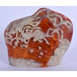 A CHINESE CARVED SOAPSTONE BOULDER 20th Century. 11 cm x 9 cm.