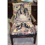 A wool upholstered Queen Anne style chair 111 x 60 cm.
