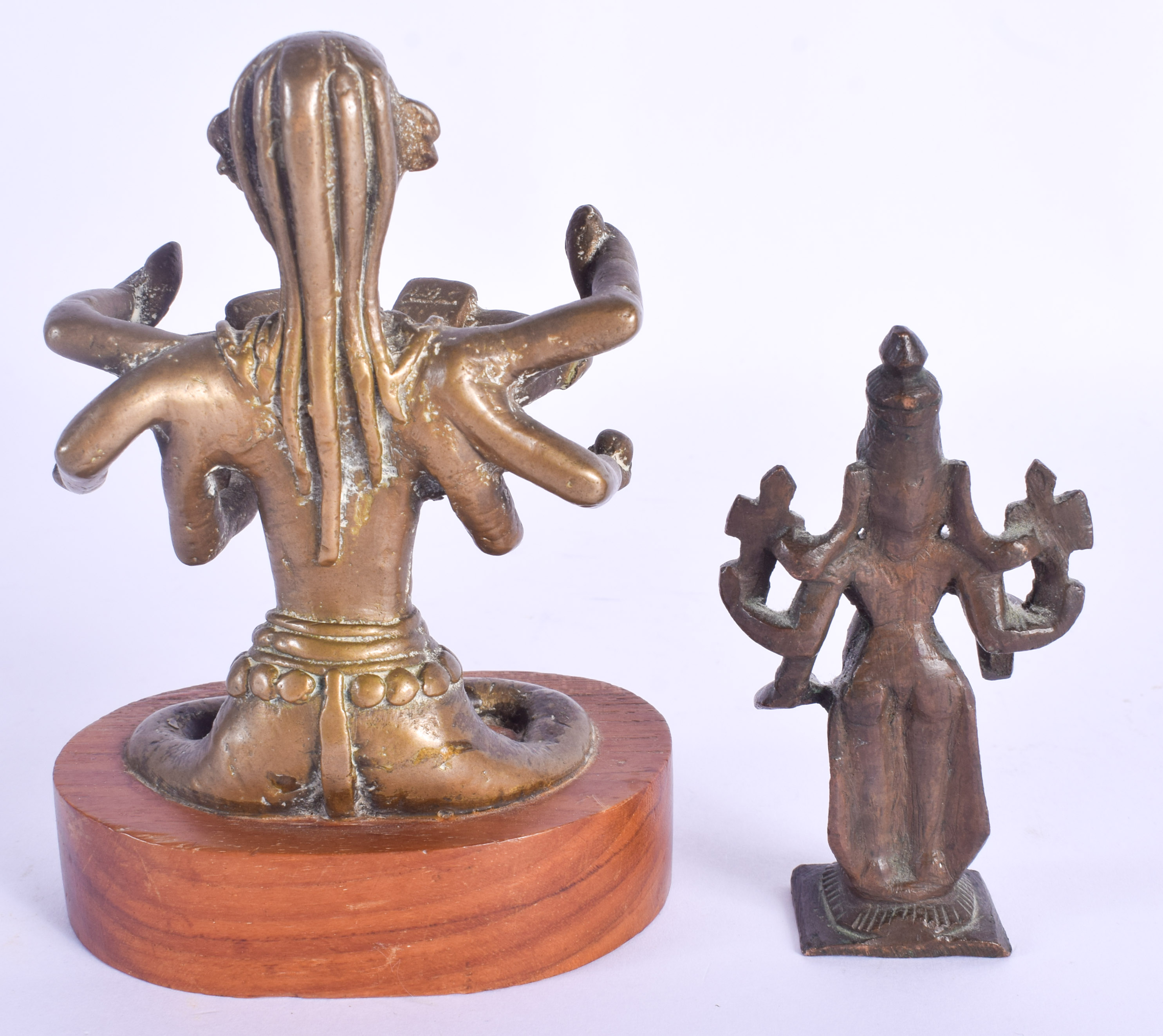 TWO 19TH CENTURY INDIAN HINDU BRONZE BUDDHIST FIGURES. Largest 13 cm high. (2) - Image 2 of 2