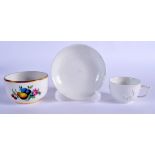 AN 18TH CENTURY MEISSEN BLANC DE CHINE CUP AND SAUCER together with a Marcolini period sugar bowl. L