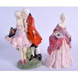 AN UNUSUAL ROYAL DOULTON FIGURE The Perfect Pair & Fleurette. Largest 17 cm high. (2)