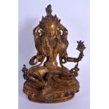 A CHINESE TIBETAN BRONZE JEWELLED BUDDHA 20th Century. 22 cm x 14 cm.