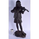 A LARGE ANTIQUE SPELTER FIGURE OF A MUSICIAN. 57 cm high.