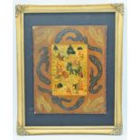 A framed 19th Century Iranian Qajar depicting a hunting scene 31 x 38 cm .