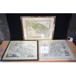 Three framed Lithographs of 17th century Scottish maps 37 x 49 cm (3).