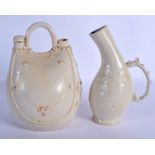 TWO CHINESE WHITE GLAZED PORCELAIN VESSELS 20th Century. 26 cm high. (2)