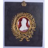 A MID 19TH CENTURY PARIAN WARE PROFILE OF THE DUKE OF WELLINGTON. Image 7 cm x 6 cm.