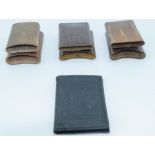 Three vintage leather cigar cases and a Turkish leather wallet. (4)