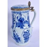 A 17TH/18TH CENTURY CHINESE BLUE AND WHITE PORCELAIN MUG Kangxi. 17 cm high.