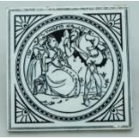 A Minton Tile in the style of Moyr Smith Shakespeare pattern 15 x 15cm