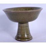 A CHINESE CELADON STEM CUP 20th Century. 9 cm high.