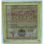 A framed Victorian sampler dated 1818.