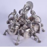 A RARE 19TH CENTURY INDIAN SILVER PANDAN SPICE BOX decorated with birds. 634 grams. 11 cm x 11 cm.