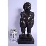 A LARGE CONTEMPORARY BRONZE FIGURE OF A CHUBBY GIRL. Bronze 34 cm high.