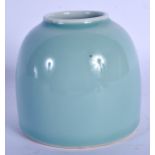 A CHINESE SKY BLUE GLAZED PORCELAIN BRUSH WASHER 20th Century. 8 cm x 8 cm.