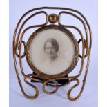 A SECESSIONIST MOVEMENT BRASS PHOTOGRAPH FRAME. 8 cm x 9.5 cm.