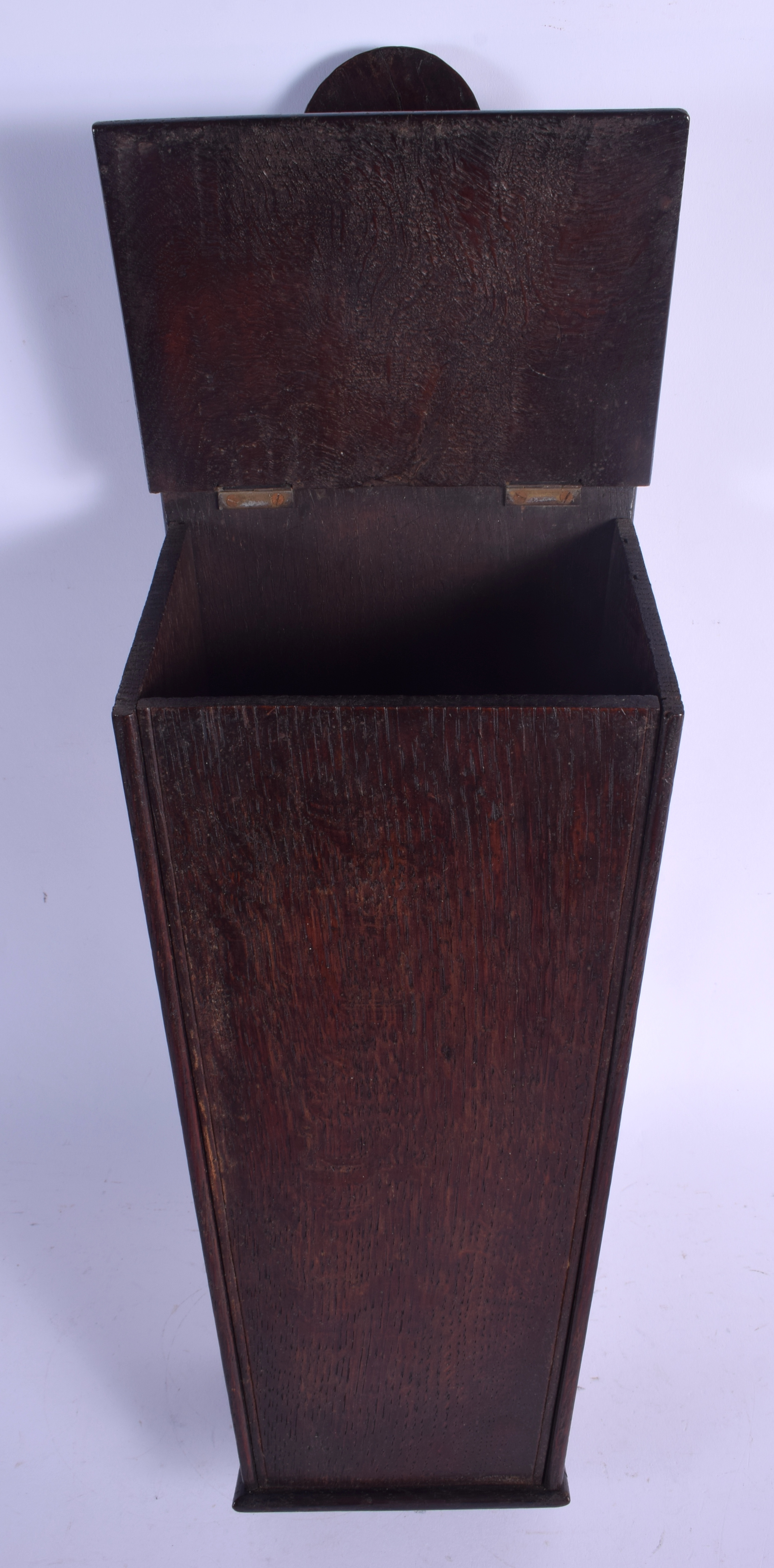 AN ANTIQUE OAK CANDLE BOX. 47 cm x 15 cm. - Image 2 of 3