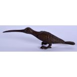 A JAPANESE BRONZE OKIMONO modelled as a bird. 14 cm wide.