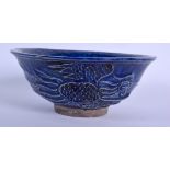 A CHINESE BLUE GLAZED PHOENIX BOWL 20th Century. 14.5 cm diameter.