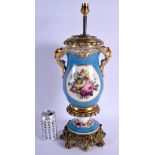 A LARGE 19TH CENTURY FRENCH PARIS PORCELAIN VASE converted to a lamp. 50 cm high inc fittings.