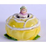 AN ART DECO PORCELAIN POWDER PUFF. 6.25 cm wide.