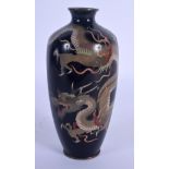 A LATE 19TH CENTURY JAPANESE MEIJI PERIOD CLOISONNE ENAMEL VASE decorated with dragons. 14 cm high.