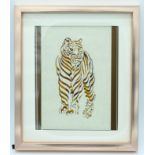 Framed Islamic Calligraphy painting of a Tiger 24 x 19cm.