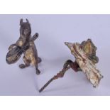 TWO CONTEMPORARY COLD PAINTED BRONZE FIGURES. Largest 5 cm high. (2)