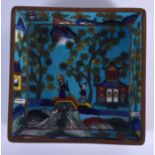 AN 18TH/19TH CENTURY CHINESE CLOISONNE ENAMEL SQUARE FORM DISH Qing. 6.5 cm square.