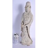A VERY RARE 17TH/18TH CENTURY CHINESE BISCUIT GLAZED PORCELAIN FIGURE OF AN IMMORTAL Yongzheng/Kangx