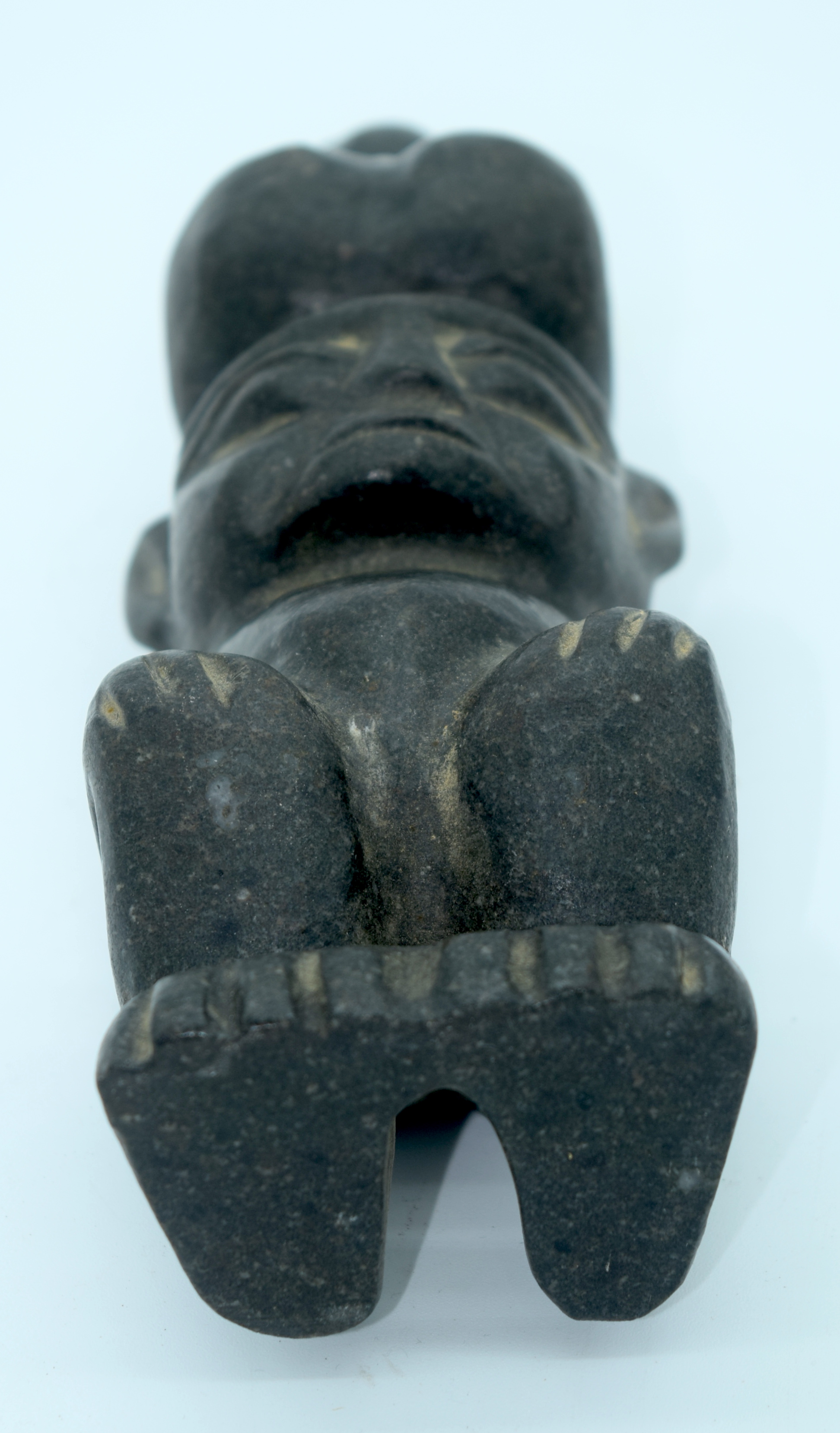 A Chinese hard stone statue of a male with a penis on his head 26 x 7cm. - Image 4 of 4
