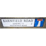 A vintage metal Petersfield Road sign 164 x 38 cm.