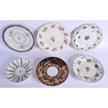 Chelsea Derby six plates or dishes. 24.5cm wide.