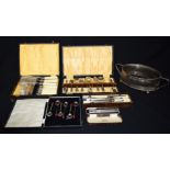 A collection of cased silver plated items . (Qty)