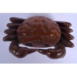 AN EARLY 20TH CENTURY CHINESE CARVED WOOD BOX AND COVER in the form of a crab. 19 cm x 12 cm.
