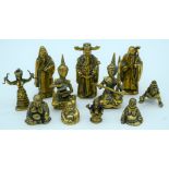 A collection of Chinese Tibetan bronze figures largest 8cm (11)
