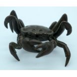 A small Japanese bronze crab 6cm.