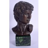 A GRAND TOUR STYLE BRONZE BUST OF A MAN. Bronze 13 cm high.