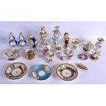 18th and 19th c. Continental porcelain 20+ pieces vases, cups and saucers, figures. 19.5cm high.