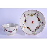18th c. Bristol breakfast bowl and stand of ogee shape painted with flowers, X4 to bowl and x to sa