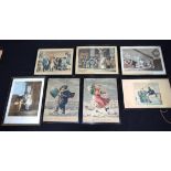 A set of satirical Lithographic prints and engravings 27 x 20 cm. (7)