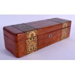 AN EARLY 20TH CENTURY CONTINENTAL LEATHER BOX with secessionist inspired decoration. 30 cm x 9 cm.