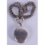 A VICTORIAN SILVER LOCKET ON CHAIN. Chester 1879. 48 cm long. 72 grams.