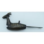 An Indian bronze lock in the form of a Antelope 17cm.