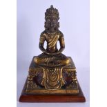 A LOVELY 18TH CENTURY CHINESE GILT BRONZE FIGURE OF AMITAYUS Qianlong, modelled seated upon an openw