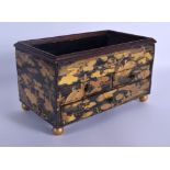 AN 18TH CENTURY JAPANESE EDO PERIOD BLACK LACQUER DESK CHEST CABINET decorated with gold foliage and