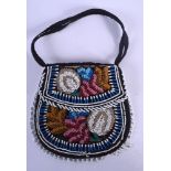 A VINTAGE AMERICAN INDIAN BEADWORK PURSE possibly C1880. 17 cm x 15 cm.